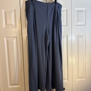 Halara Womens 1X  Pants Wide Leg Pleated High Rise Blue Pull On Baggy NWOT